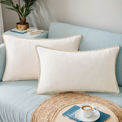 Soft Chenille Throw Pillow Covers- White
