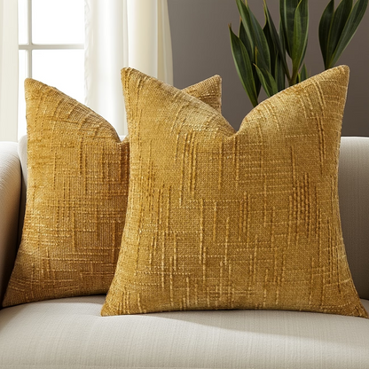 Thick Textured Slubby Couch Pillow Covers - Yellow