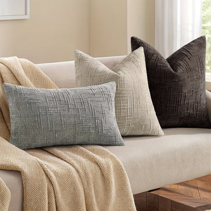 Thick Textured Slubby Couch Pillow Covers - Dark Brown